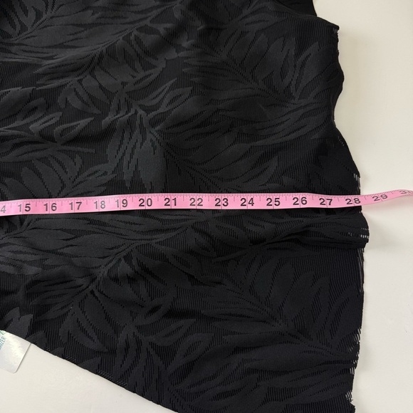 Swim Solutions Swimsuit Womens 16 Black Leaves One Piece Flyaway Swimdress - Picture 12 of 14